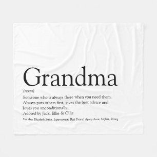 Grandma Definition Black and White Modern Fun Fleece Blanket