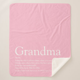 Grandma Definition Pink Modern Fun Sherpa Blanket