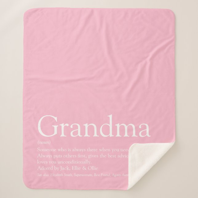 Grandma Definition Pink Modern Fun Sherpa Blanket (Front)