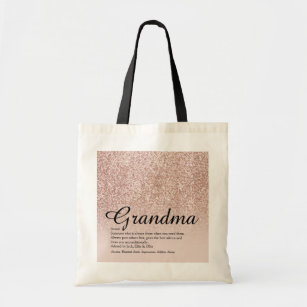 Grandma Definition Rose Gold Glitter Tote Bag
