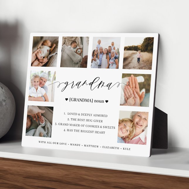Grandma Definition Script Photo Collage Keepsake Plaque (Grandma Definition Script Photo Collage Keepsake Plaque)