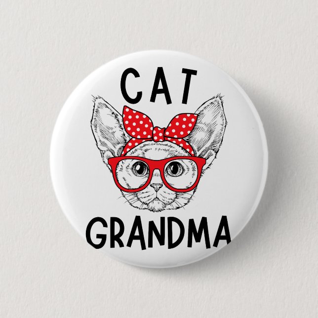 Grandma Devon Rex Cat Lovers Cat Nana Mother's Day Button (Front)