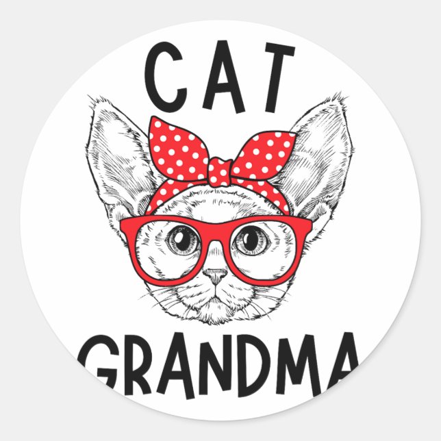 Grandma Devon Rex Cat Lovers Cat Nana Mother's Day Classic Round Sticker (Front)