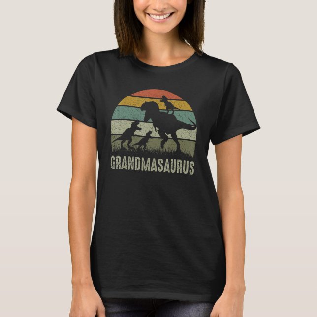 Grandma Dinosaur Rex Grandmasaurus 3 Kids Family M T-Shirt (Front)