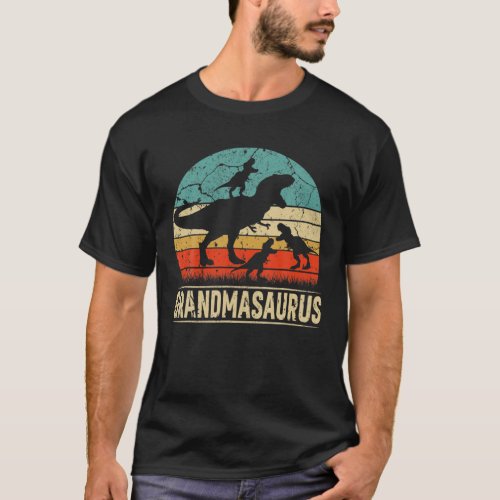 Grandma Dinosaur T Rex Grandmasaurus 3 Kids Family T_Shirt