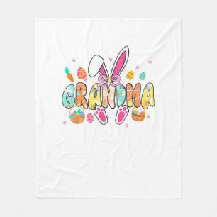 Grandma Easter Grandma Coquette Bunny Ears Eggs Ba Fleece Blanket