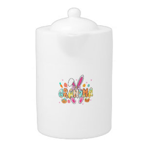 Grandma Easter Grandma Coquette Bunny Ears Eggs Ba Teapot