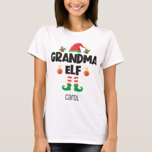 Grandma elf family matching christmas outfit name T-Shirt