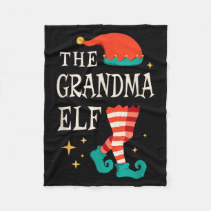Grandma Elf Family Matching Group Christmas Grandm Fleece Blanket