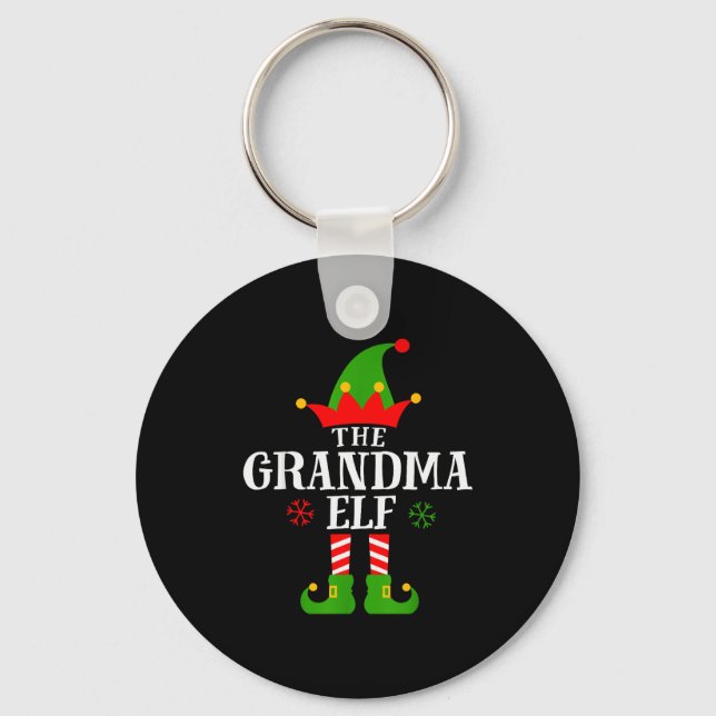 Grandma Elf Funny Matching Family Christmas Pajama Keychain (Front)