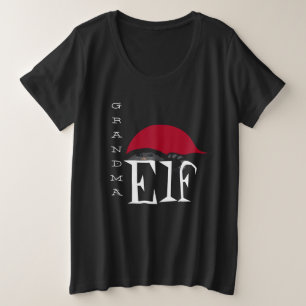 Grandma Elf Holiday Christmas Cat Black Text Plus Size T-Shirt