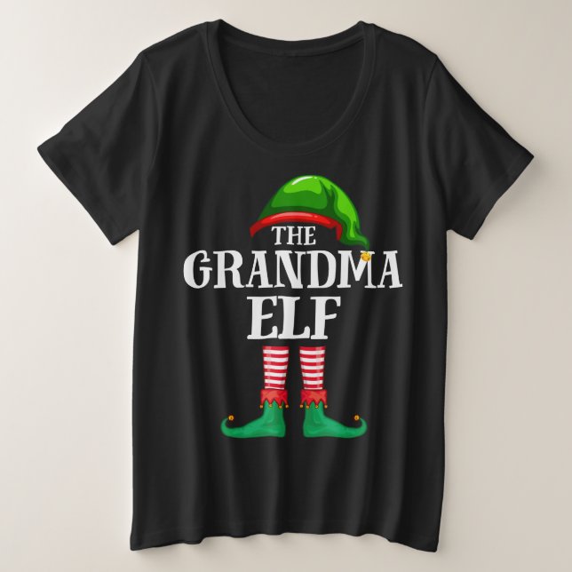 Grandma Elf Matching Family Christmas Party Pajama Plus Size T-Shirt (Design Front)