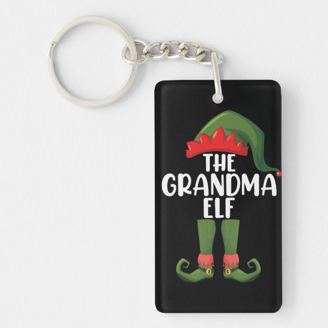 Grandma Elf Matching Family Group Christmas Party  Keychain (Front)