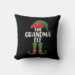 Grandma Elf Matching Family Group Christmas Party  Throw Pillow