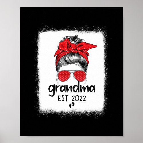 Grandma Est 2022 Bun Mothers Day Pregnancy Poster