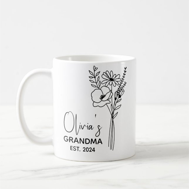 Grandma EST. 2024, New Grandma Coffee Mug (Left)