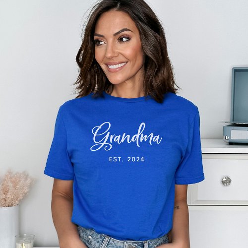 Grandma  Est Date in Stylish Script T_Shirt