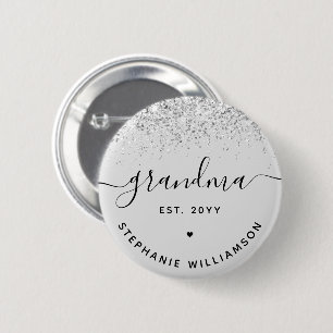 Grandma Est Glitter Confetti Custom Grandma Gifts Button