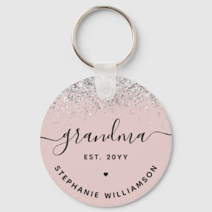 Grandma Est Glitter Confetti Custom Grandma Gifts Keychain