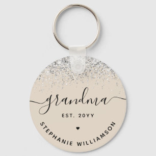Grandma Est Glitter Confetti Custom Grandma Gifts Keychain