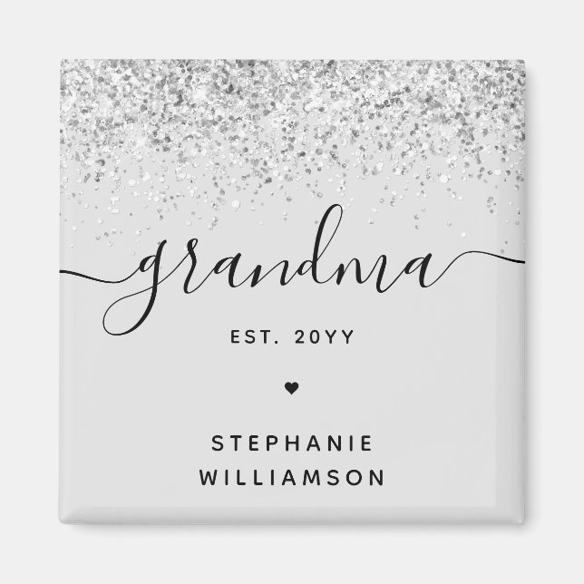 Grandma Est Glitter Confetti Custom Grandma Gifts Magnet (Front)