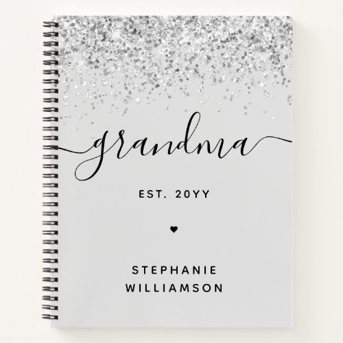 Grandma Est Glitter Confetti Custom Grandma Gifts Notebook