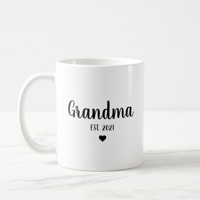 Grandma Est Pregnancy Announcement Baby Reveal Coffee Mug (Left)