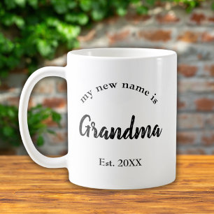 Grandma Est Year Black Grandbaby Announcement Coffee Mug