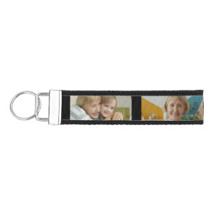 Grandma Est Year Custom 3 Photo Collage Gift Wrist Keychain