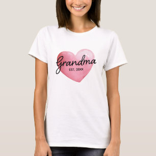 Grandma Est Year Watercolor Heart T-Shirt