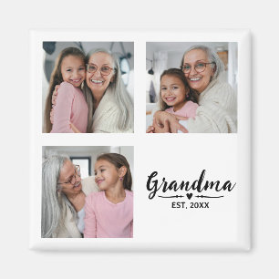 Grandma Established 3 Photo Grandparents Day Magnet