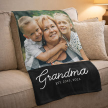Grandma Established Black Modern Script Photo