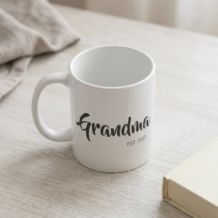 Grandma Established Black White Script Gift Coffee Mug