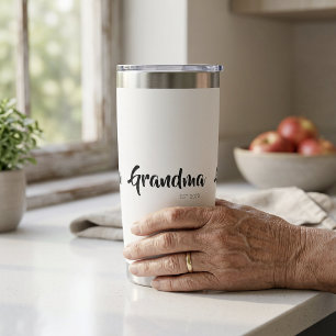 Grandma Established Black White Script Gift Insulated Tumbler