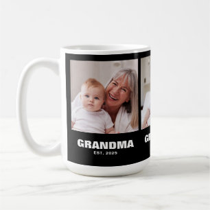 Grandma Established Bold Black 3 Photo Coffee Mug
