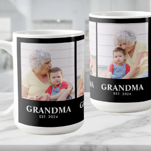 Grandma Established Bold Black 3 Photo Coffee Mug