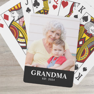 Grandma Established Bold Black Phot Poker Cards
