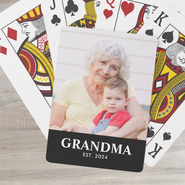 Grandma Established Bold Black Phot Poker Cards (Creator Uploaded)