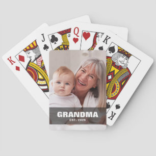 Grandma Established Bold Black Photo Poker Cards
