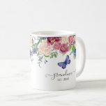 Grandma Established Burgundy Floral Watercolor Coffee Mug at Zazzle