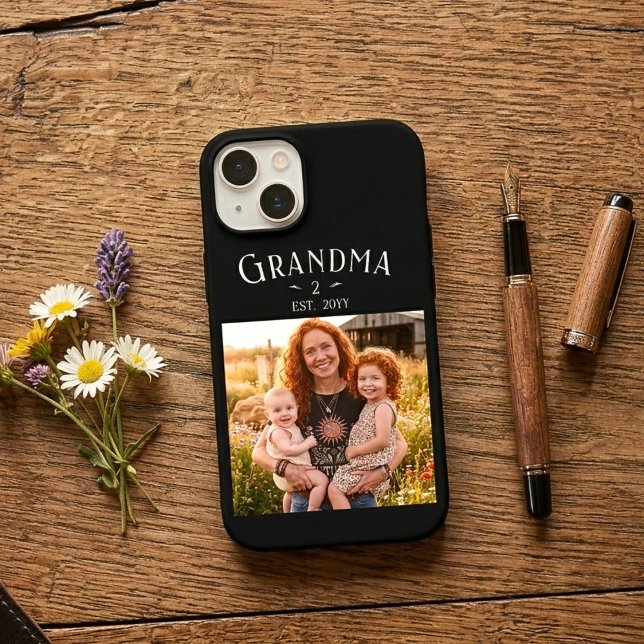 Grandma Established Custom Name Year Photo Black Case-Mate iPhone Case (Creator Uploaded)