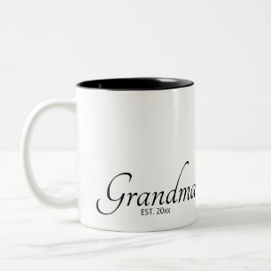 Grandma Established Date Est Black Script Two-Tone Coffee Mug