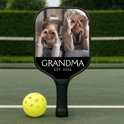Grandma Established Fun Typography Photo Pickleball Paddle