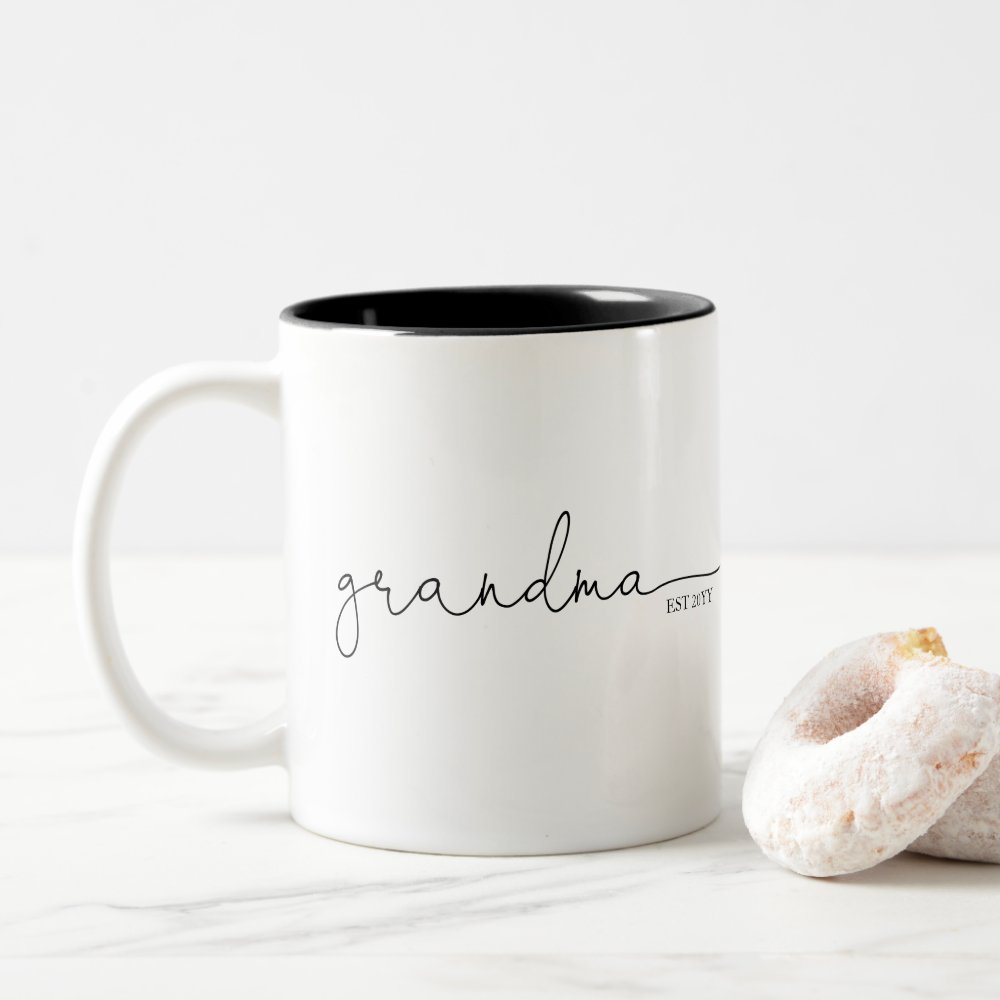Disover Grandma Established | Grandma Gift Two-Tone Coffee Mug