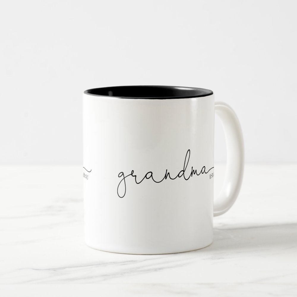 Discover Grandma Established | Grandma Gift Two-Tone Coffee Mug