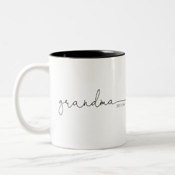 Grandma Established | Grandma Gift Two-tone Coffee Mug by ThreeBusyBirds at Zazzle