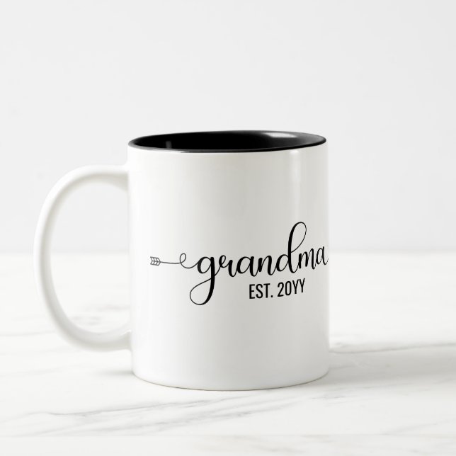 Grandma established, Grandmother personalized gift Two-Tone Coffee Mug (Left)