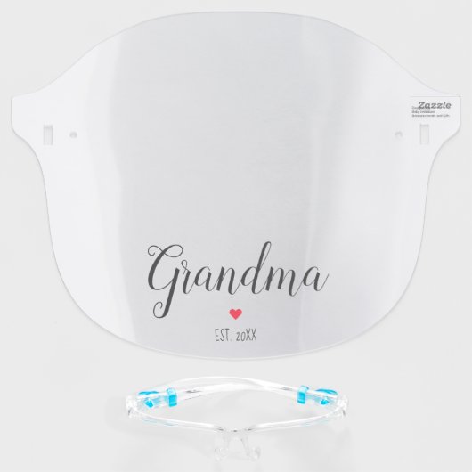 Grandma Established in Anniversary Year Face Shield (Front w/Glasses)