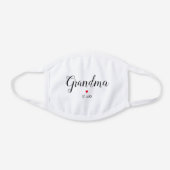 Grandma Established in Anniversary Year White Cotton Face Mask (Front)