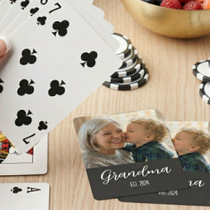 Grandma Established Minimalist White Script Text Poker Cards